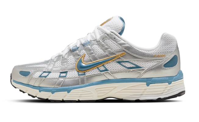 Nike P-6000 Metallic Silver Aegean Storm Retro Runner